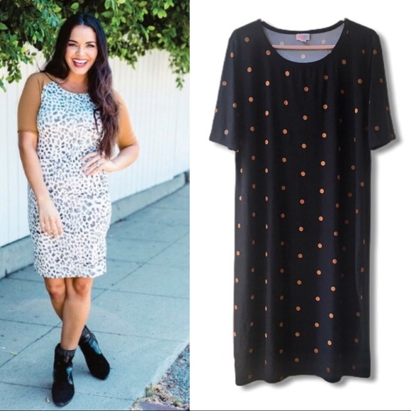 brown polka dot midi dress